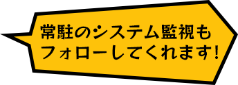 常駐のシステム監視も
フォローしてくれます！